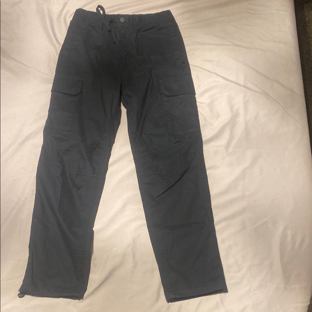H&M Black Cargo Pants Straight Leg Cotton Blend